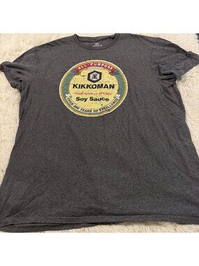 Kikkoman mens gray graphic tee L short sleeve center logo